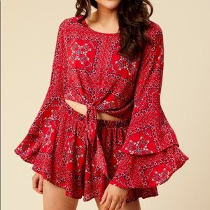 Red Floral Longsleeve Top